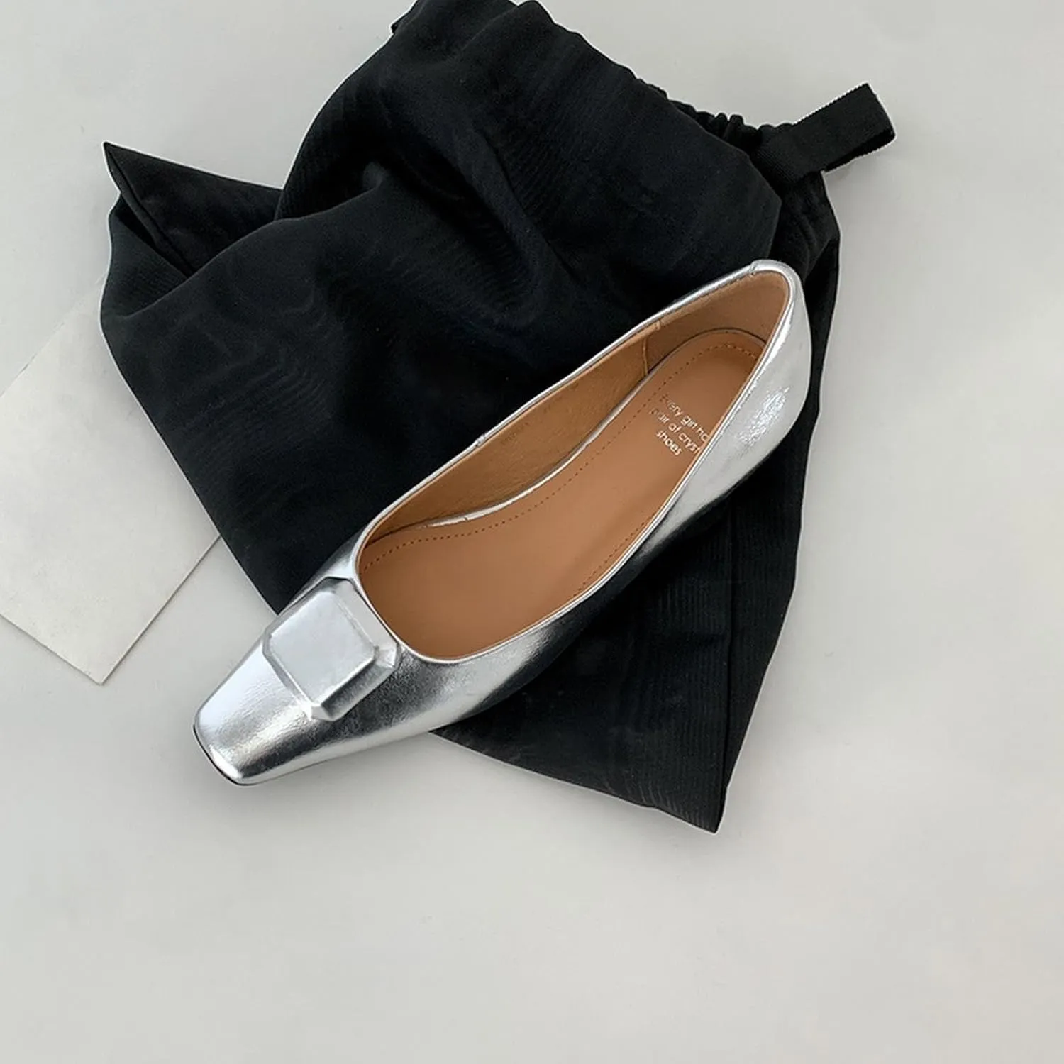 XIEDA Women's Genuine Leather Low Heel Square Toe Comfortable Work Pumps Dress Shoes